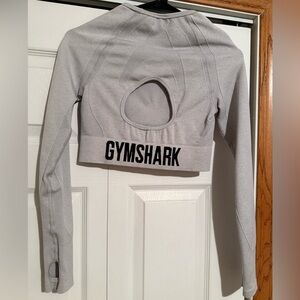 Gymshark Light Gray Long Sleeve Crop Top